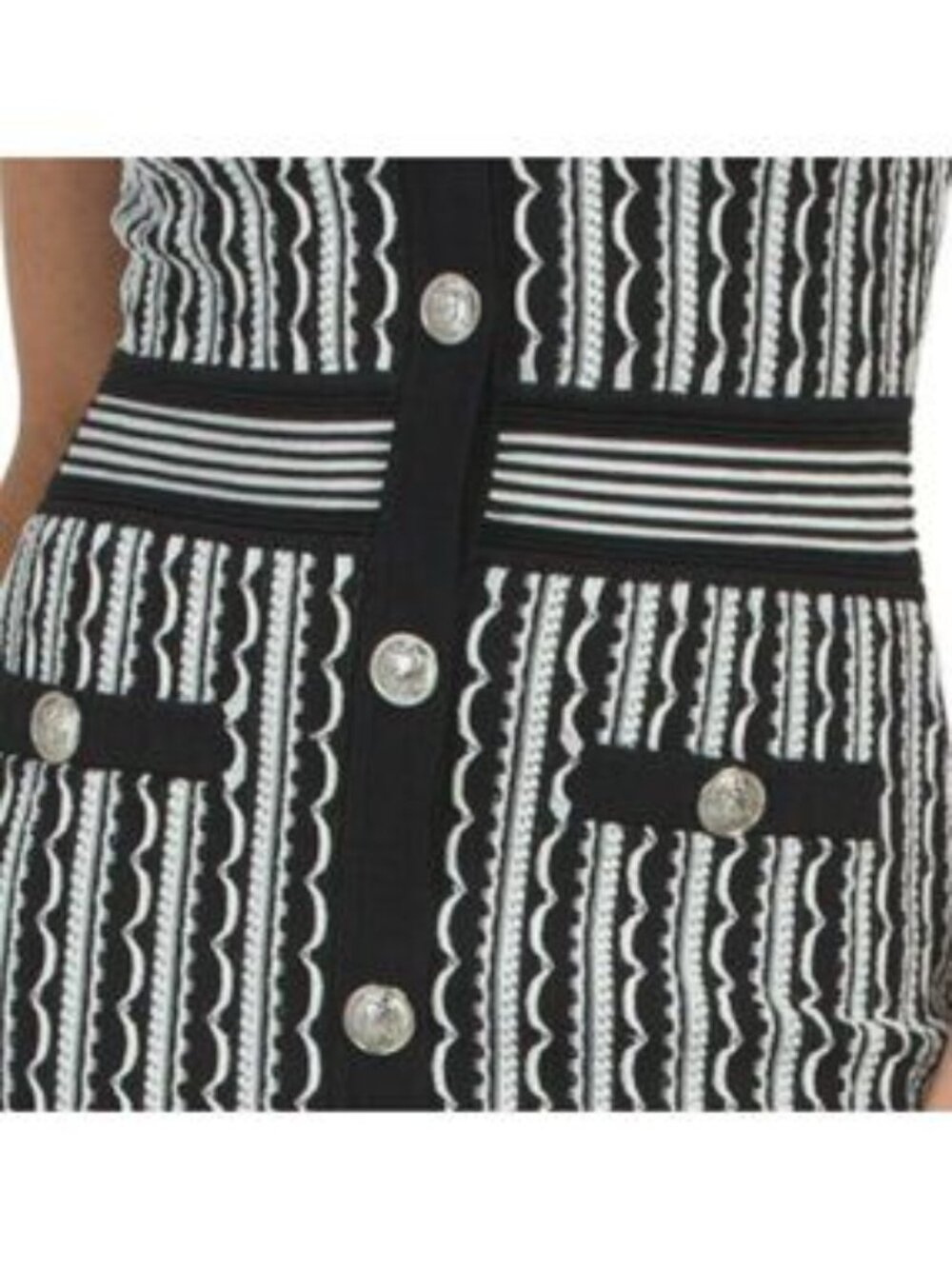 MILLY Scalloped Textured V-neck Knit Mini Dress - Picture 4 of 5